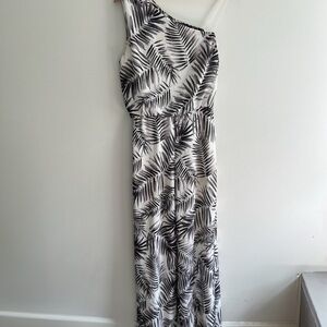 Sam Edelman Elegant Black and White Leaf Print Jumpsuit